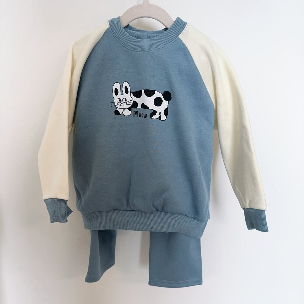 NEW Korean‎ Kids Fleece-Lined Sweatshirt and Sweatpants Set （5-6T）